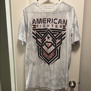 American Fighter White Tee with Black and Red Graphic